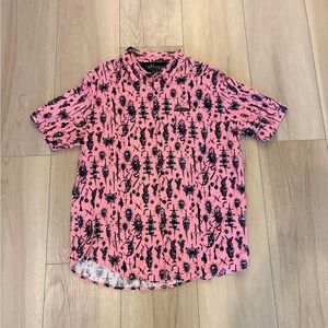 Sullen Art Company Pink Death Button-up Short Sleeve Shirt Men's Size XL
